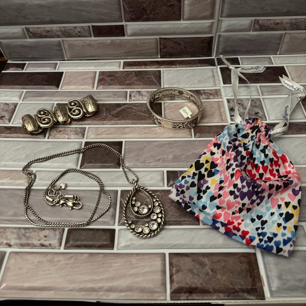 Brighton Silver Jewelry Set with Heart Pouch